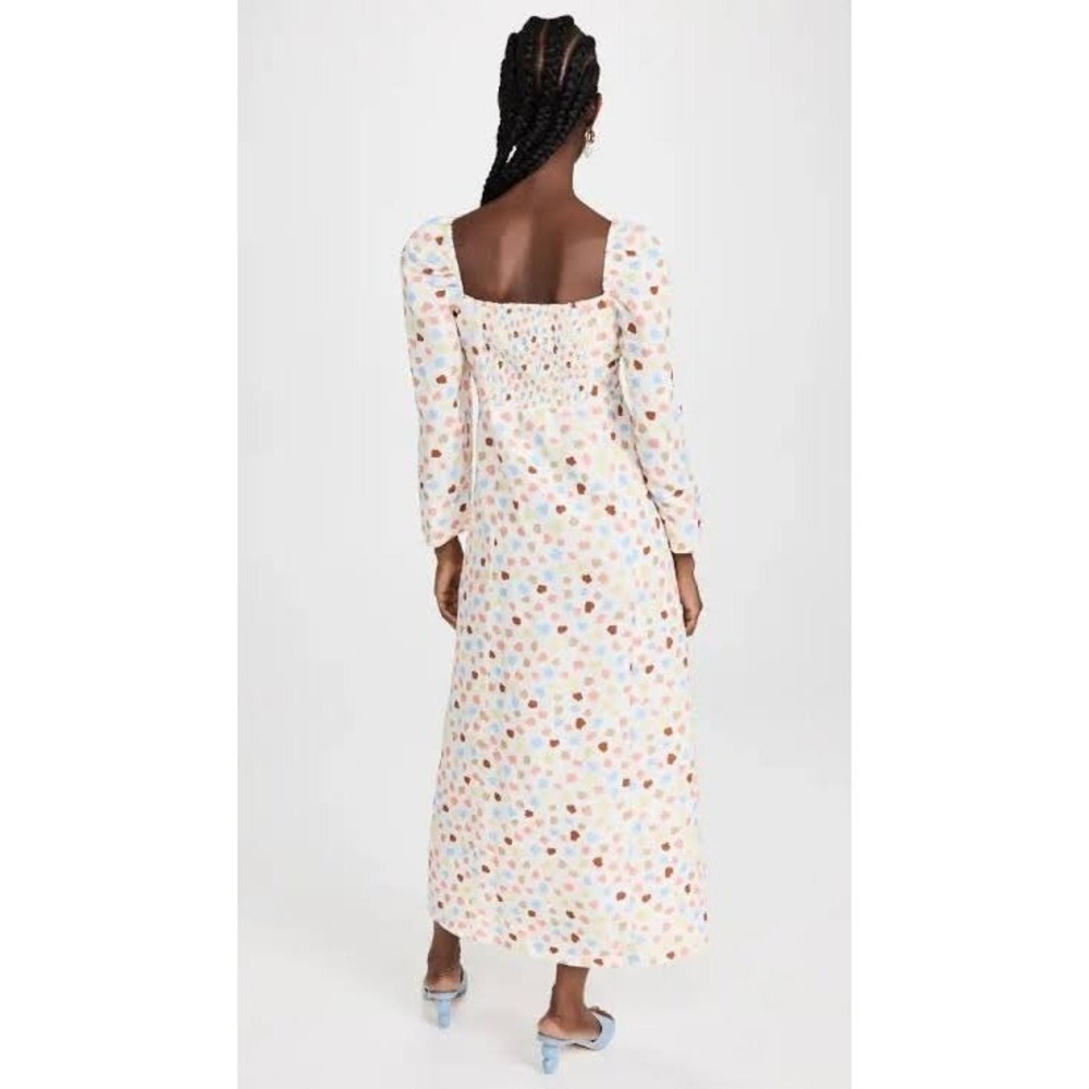 RIXO London Hattie  Linen Blend Disty Tulip Square Neck Maxi Dress  Size L US 10 - Picture 3 of 10